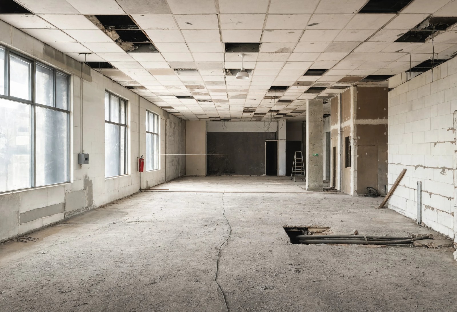 Plateau brut avant travaux — état existant — bureaux Toyota