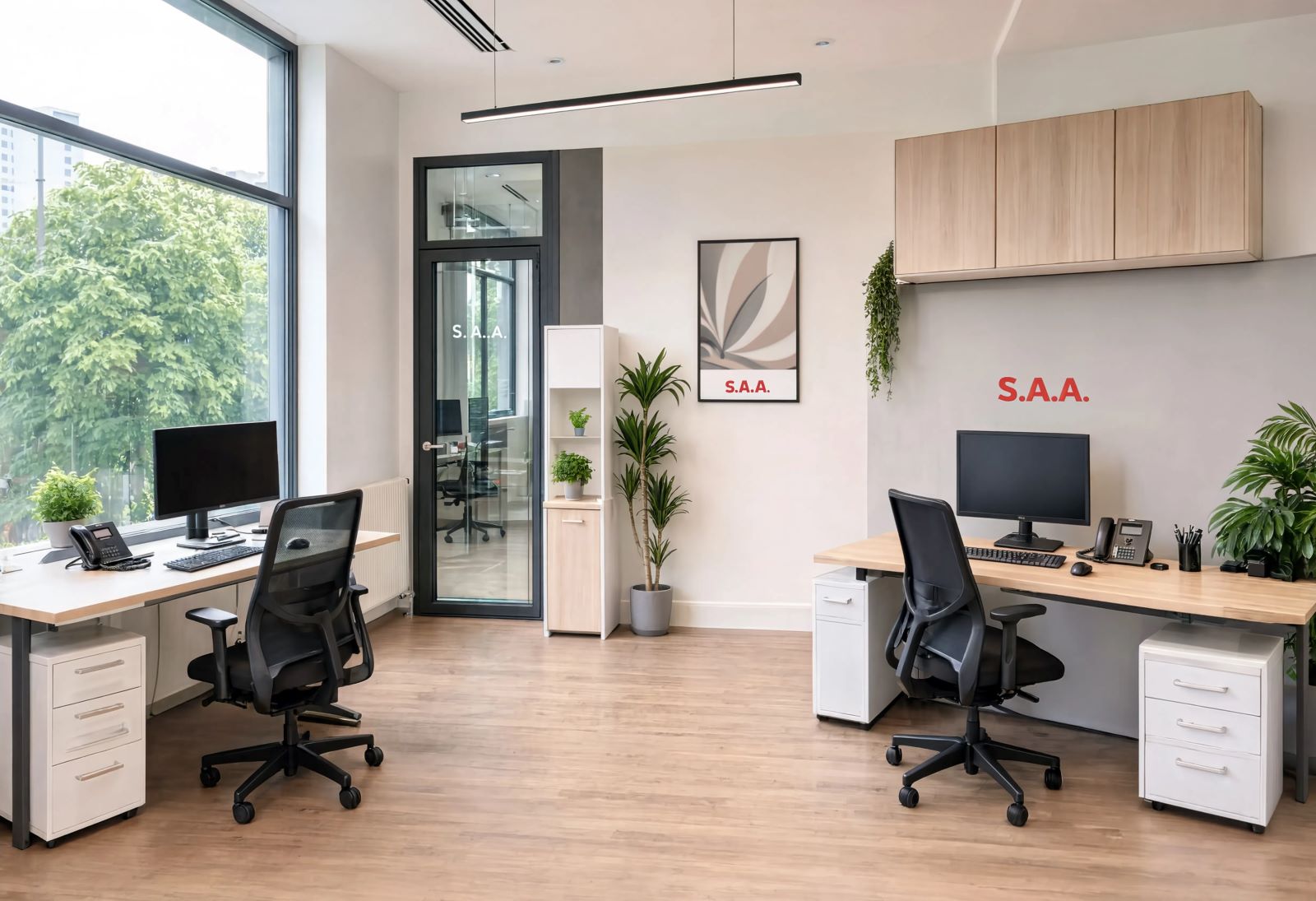 Bureau partagé avec postes de travail — bureaux Toyota