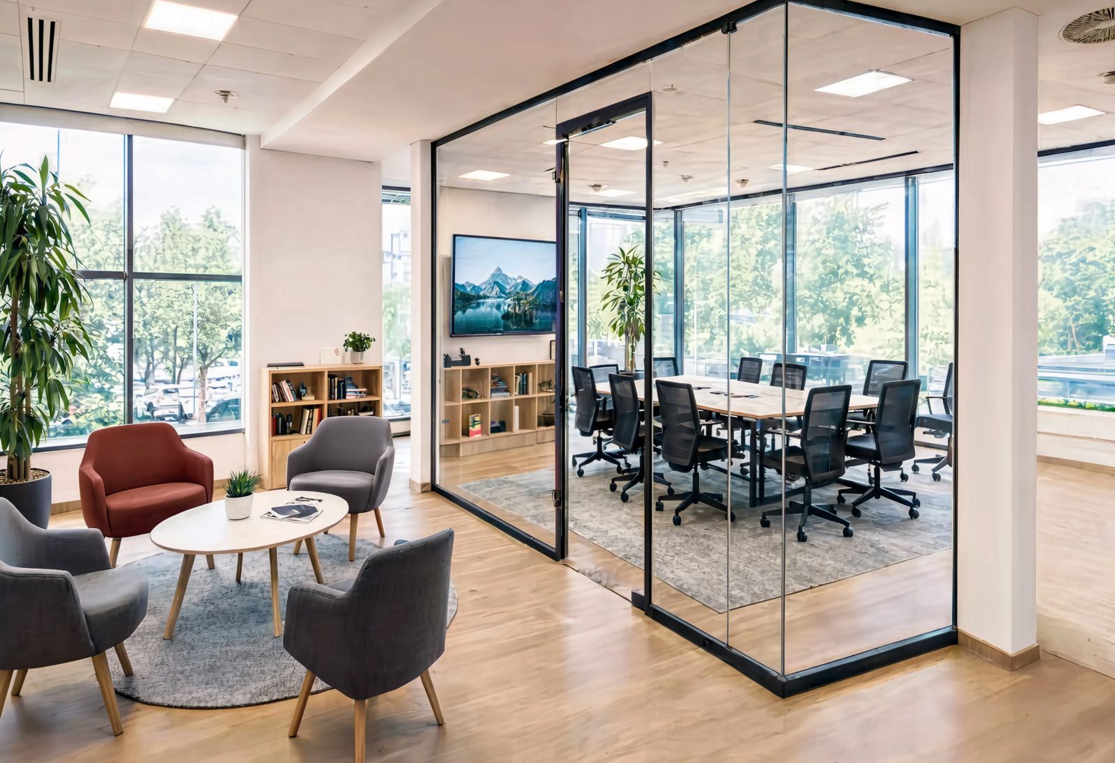 Bureaux professionnels SAA — salle de réunion vitrée — Seine Amazone Architecture